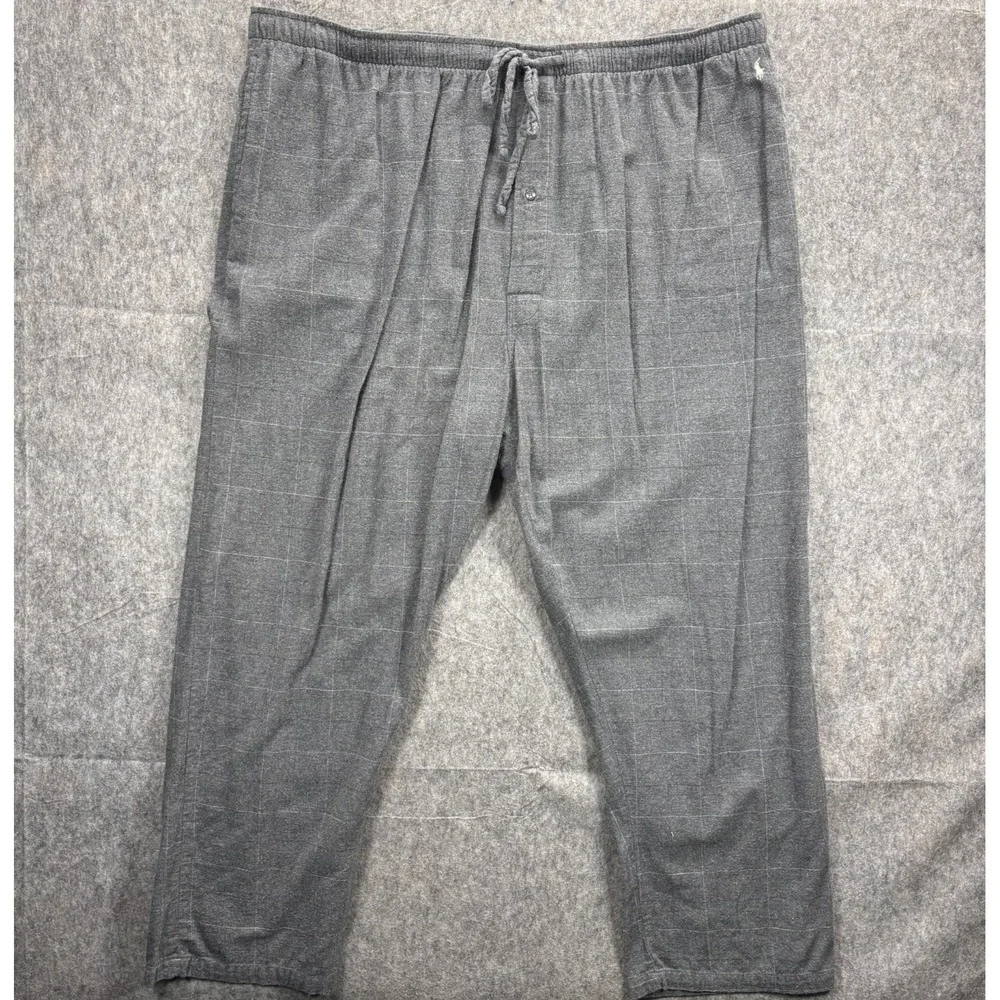 Polo Ralph Lauren Pajama Pants Men's 3X Sleepwear Plaid Gray Drawstring